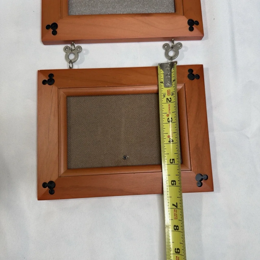 Disney Parks Wood Hanging Picture Frames 3 4x6 Mickey Mouse Charms Links Chain